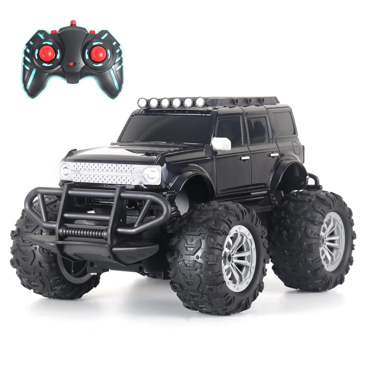 popsugar Off Roader Rechargeable Remote Control Car | RC Car Monster Truck | 4 Headlight Modes | Lithium Battery | C-Type Charging | 2.4GHz Remote Controller | Made in India, Black - Image 8