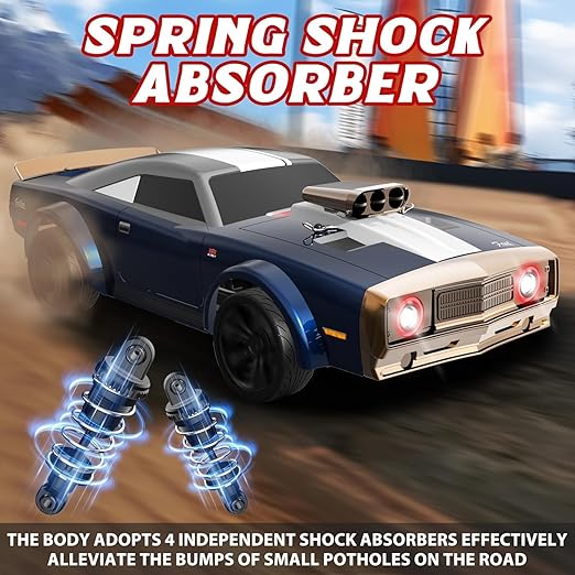 1:16 Brushless RC Drift Car, 4WD High Speed Remote Control Car for Adults & Kids, 38+ KM/H Fast Racing Vehicle with 6 Modes Devil Angel Eye Headlights, 2 Batteries & Extra Drift Tires - Image 5